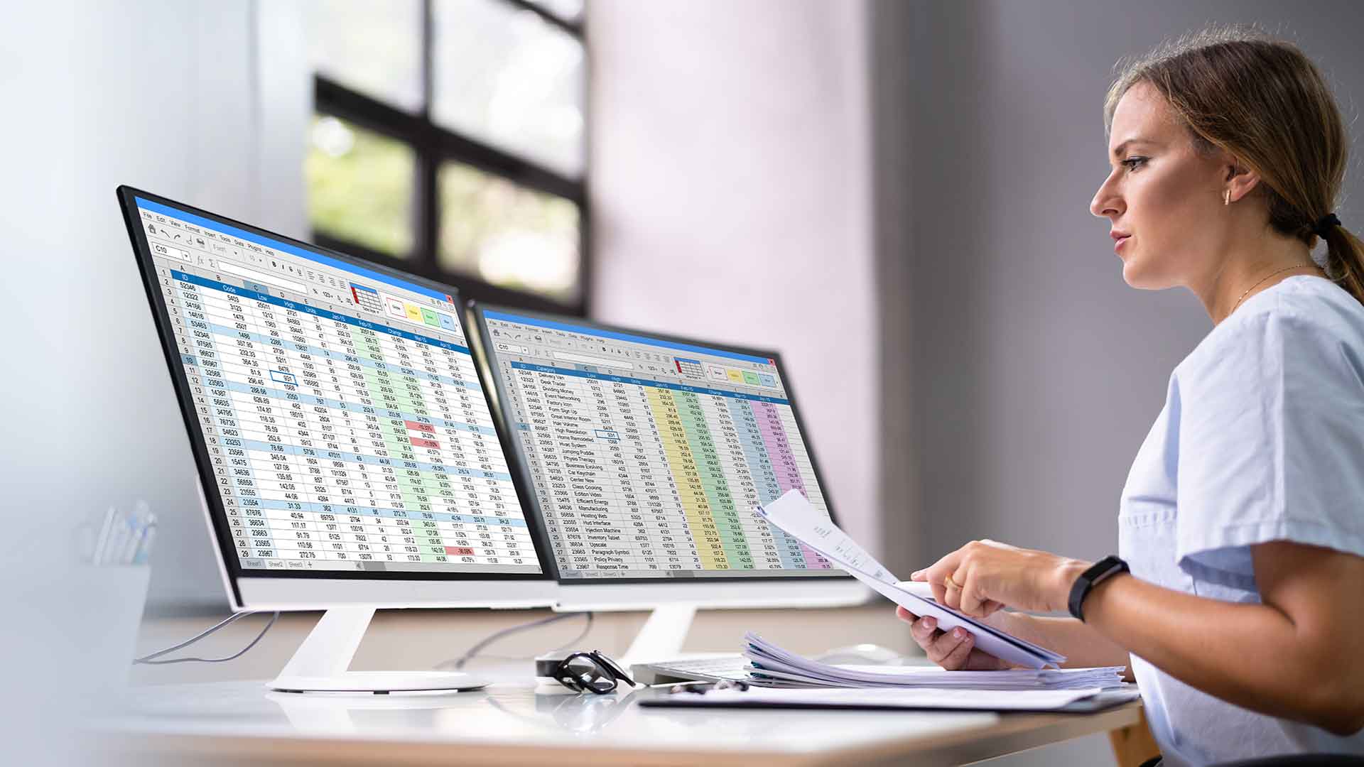 medical biller enters dsm codes in computer for insurance billing